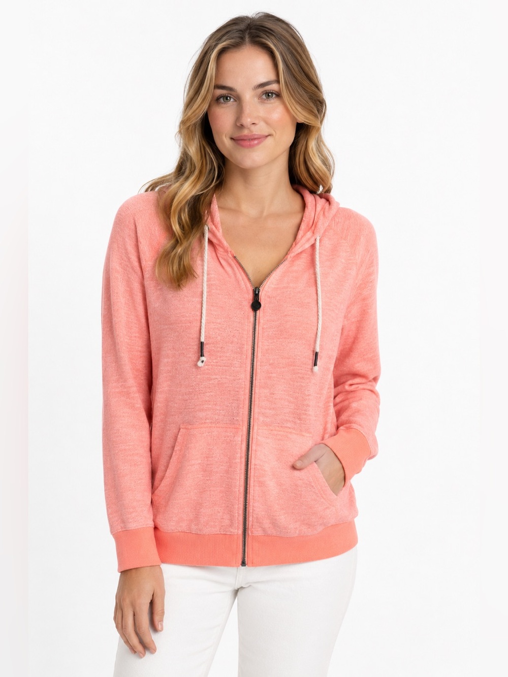 Roxy Trippin Zip-Up Coral Zip Hoodie Sweatshirt